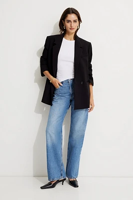 Jean Heidi à taille haute et jambe large
