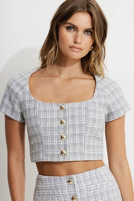 Blouse écourtée en tweed