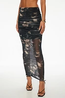 Jupe maxi froncée en maille