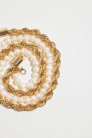 Ensemble de 2 colliers à corde torsadée et à perles