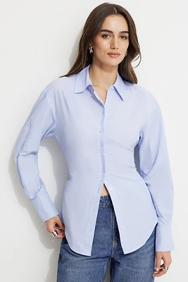 Chemise en coton cintrée à la taille