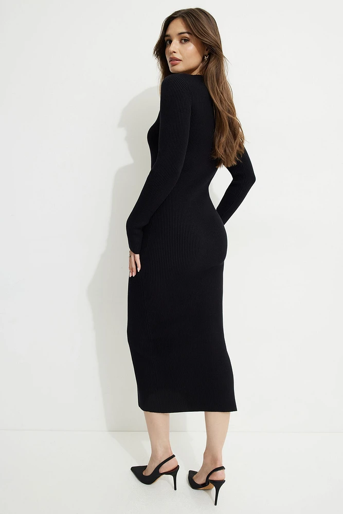 Robe midi en tricot à fente