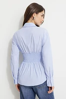 Cinched Waist Poplin Shirt