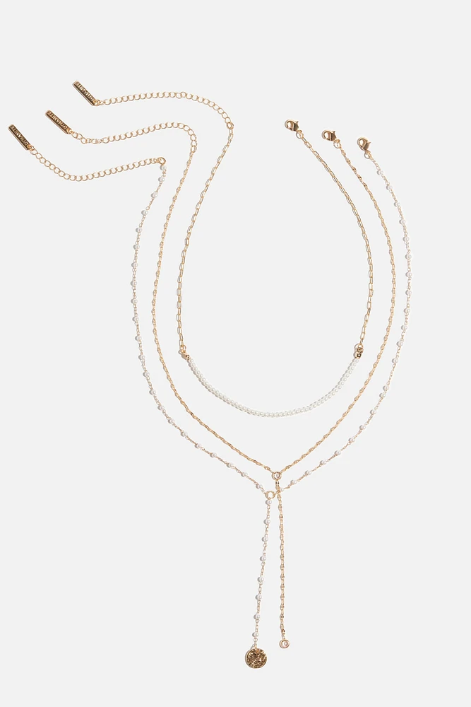Collier superposé en Y avec miniperles