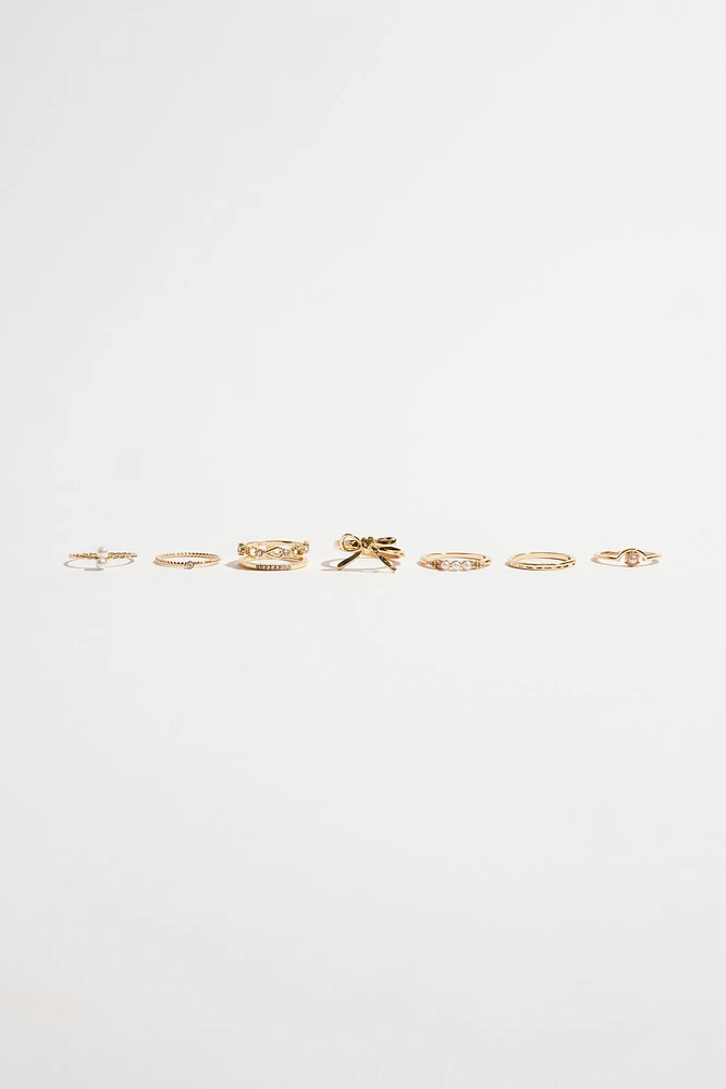 Ensemble de 8 bagues délicates à perles et boucles