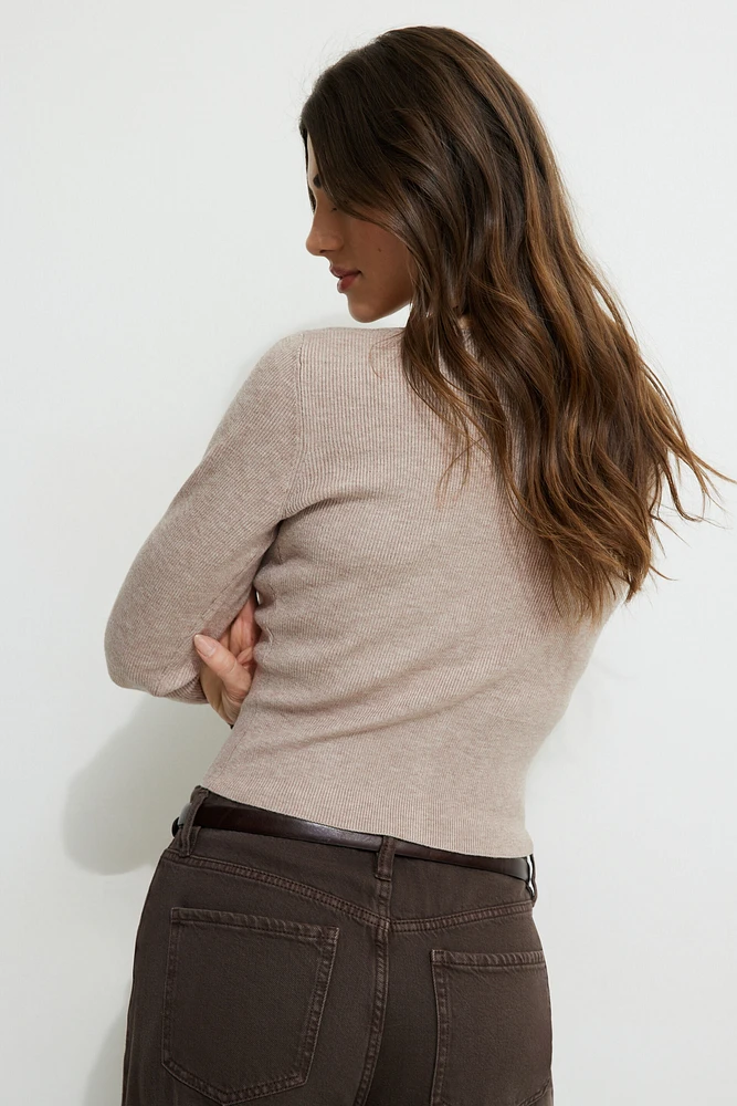 Ribbed Cinch Hem Cardigan