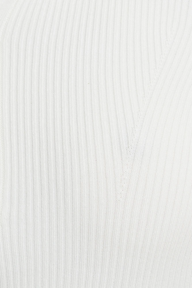 Ribbed Quarter Sleeve Polo Sweater