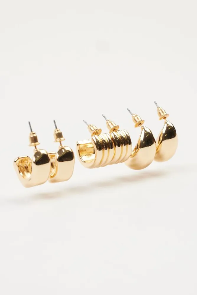 Ensemble de 3 paires d'anneaux d’oreilles massifs
