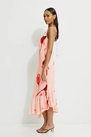 Asymmetric Ruffle Midi Dress