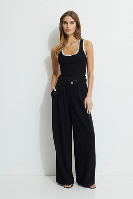 Pantalon plissé en lin