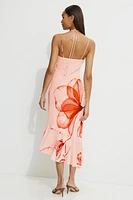 Asymmetric Ruffle Midi Dress
