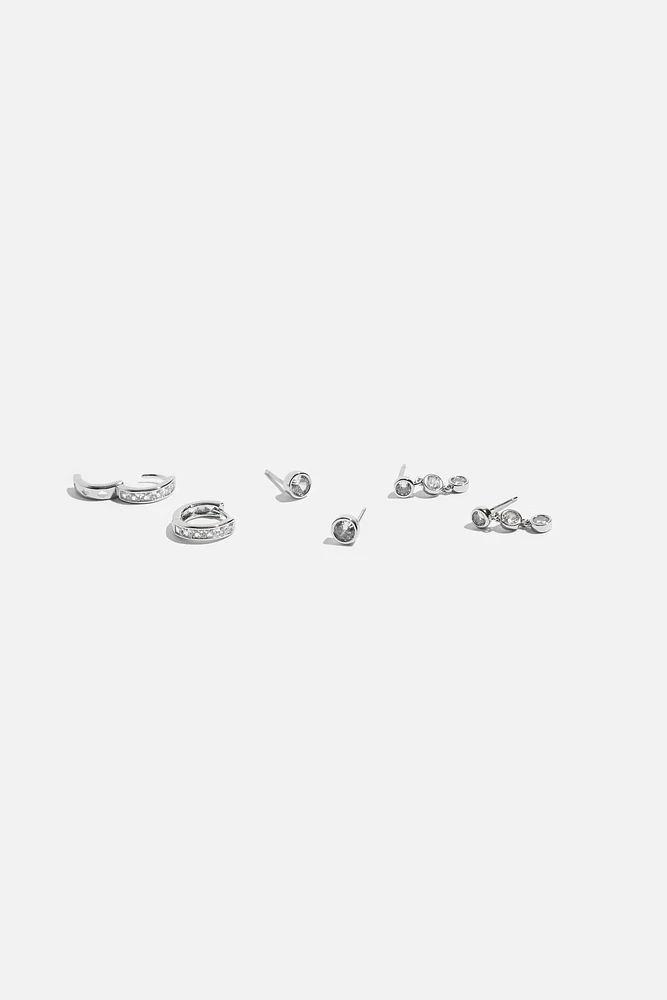 Ensemble de 3 paires de boucles d’oreilles à pierres
