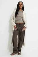 Olive Ribbed Hip T Shirt