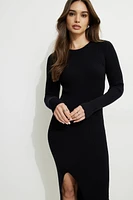 Robe midi en tricot à fente