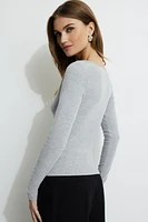 Draped Long Sleeve T Shirt