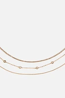 Ensemble de 3 colliers en chaîne serpent et pierres