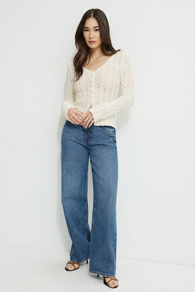 Cardigan crocheté à col en V