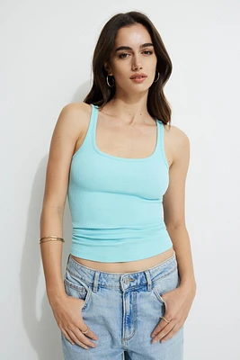 Camisole côtelée à col échancr
