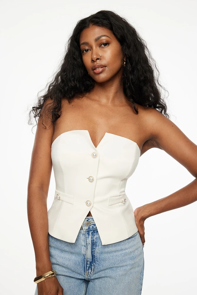 Haut tube boutonné style corset