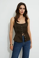 Satin Button Up Tank Top