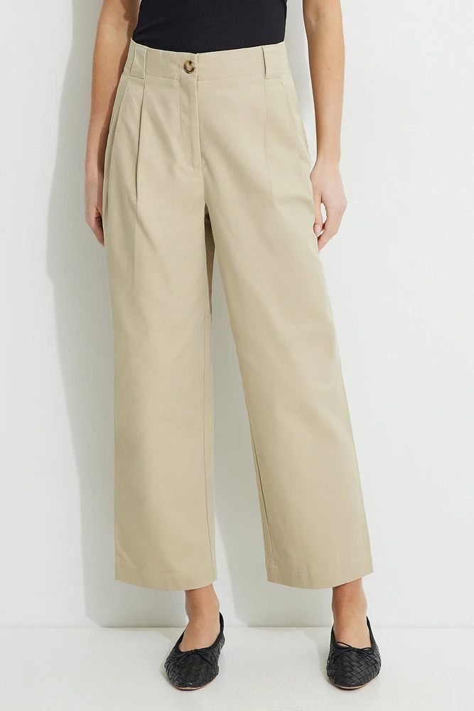 Pantalon droit à la cheville taille haute
