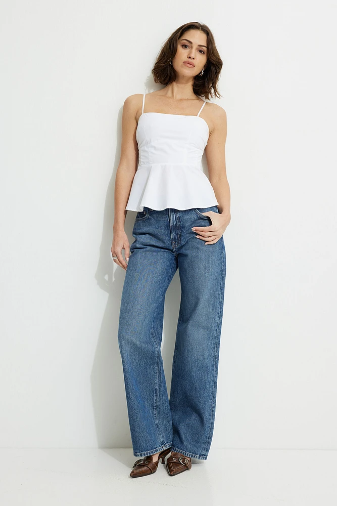 Camisole à basque en popeline