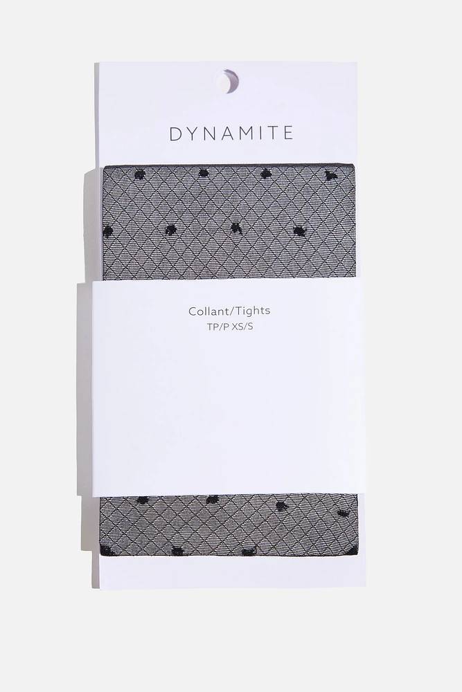 Collants résille diaphanes à pois