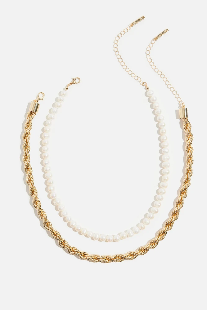 Ensemble de 2 colliers à corde torsadée et à perles