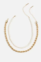 Ensemble de 2 colliers à corde torsadée et à perles