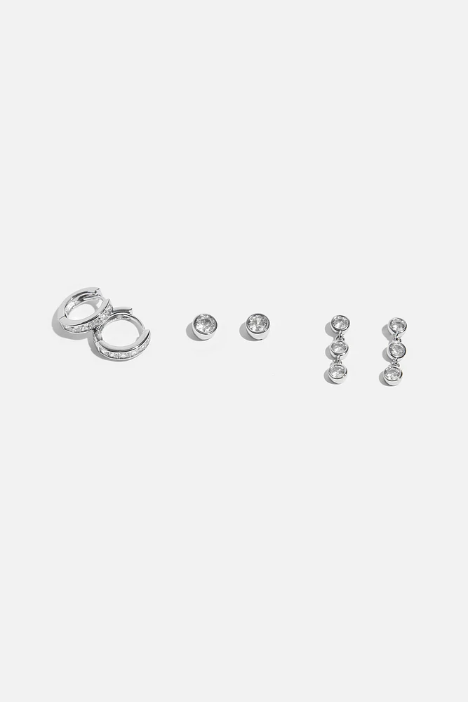 Ensemble de 3 paires de boucles d’oreilles à pierres
