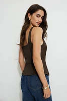 Satin Button Up Tank Top