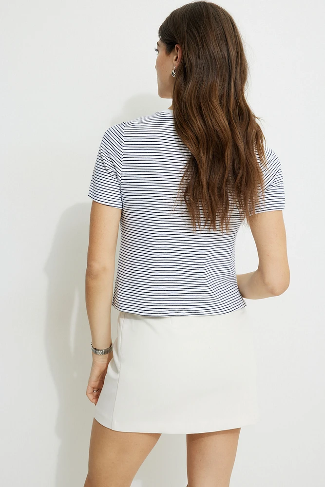 T-shirt quotidien rayé en coton épais