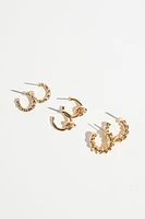 Ensemble de 3 paires d’anneaux d’oreilles noués