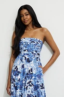 Pintuck Poplin Maxi Tube Dress