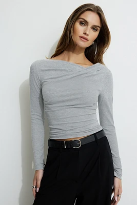 Draped Long Sleeve T Shirt