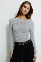 Draped Long Sleeve T Shirt