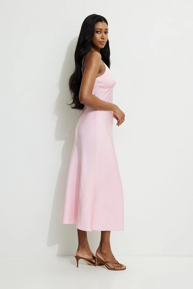 Sage Satin Maxi Dress