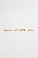 8-Pack Pearl and Bow Delicate Rings