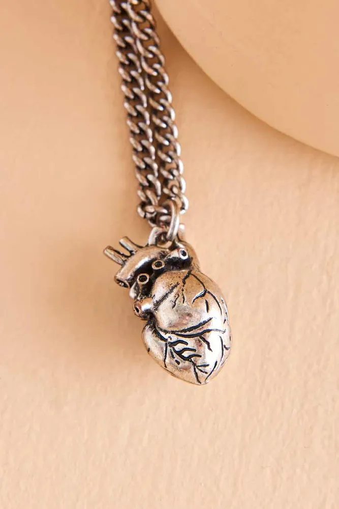 Silver Anatomical Heart Necklace