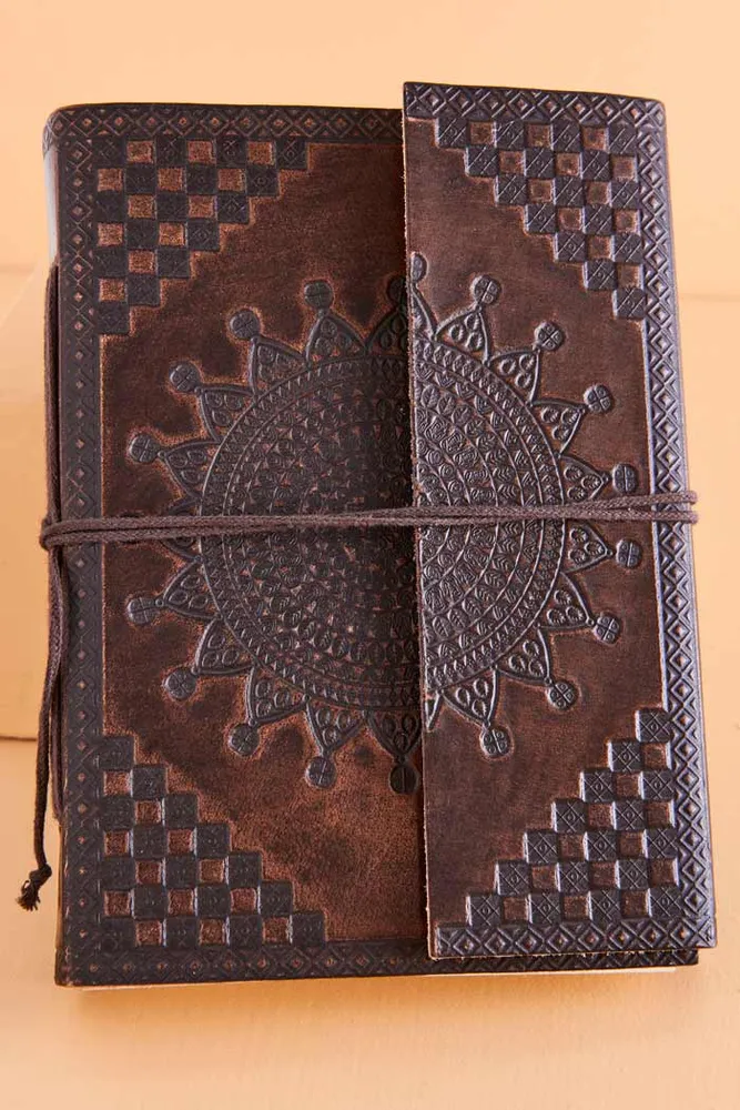 Dark Leather Journal with Flap