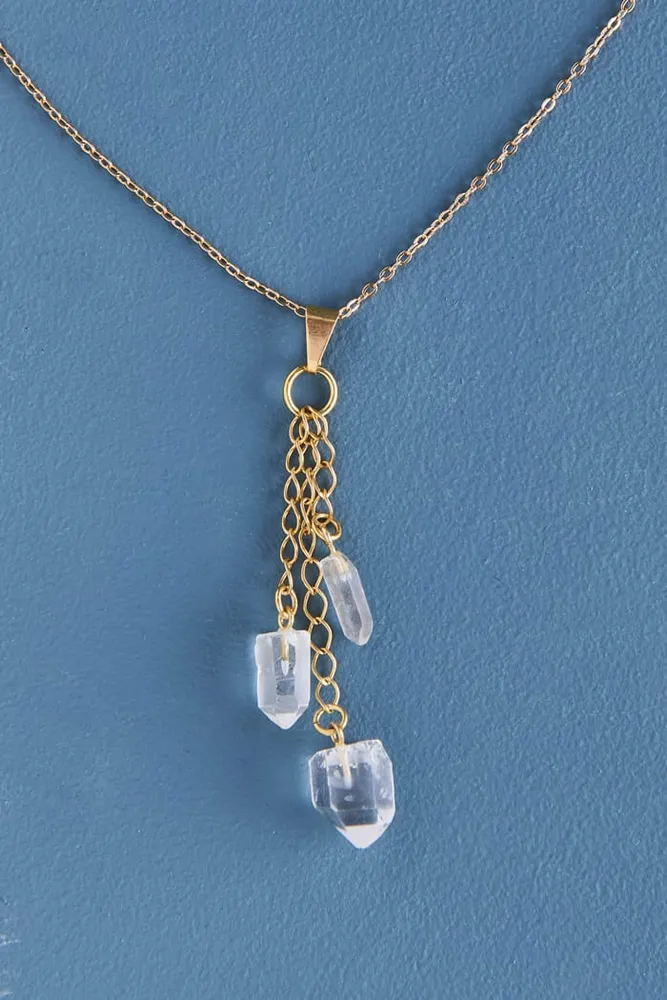 Gold Quartz Trio Necklace