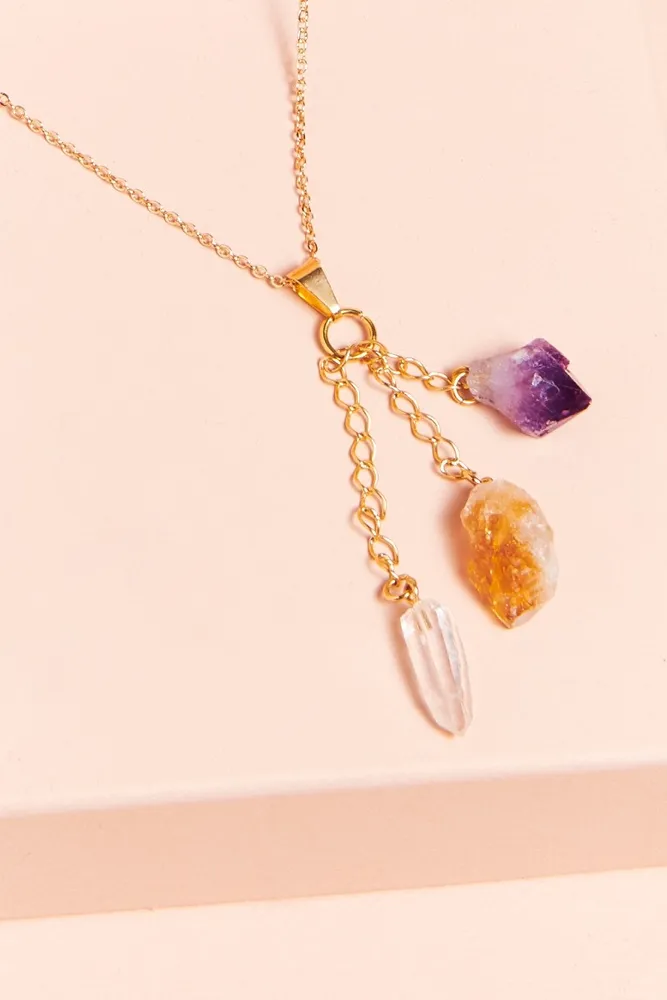 Three Mixed Points Necklace on Gold Chain