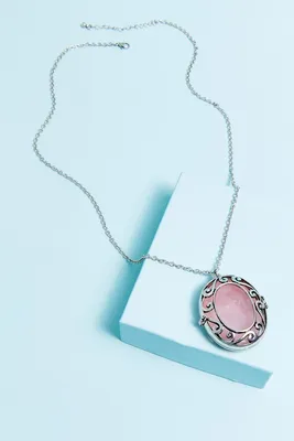 Silver Worry Stone Locket Necklace