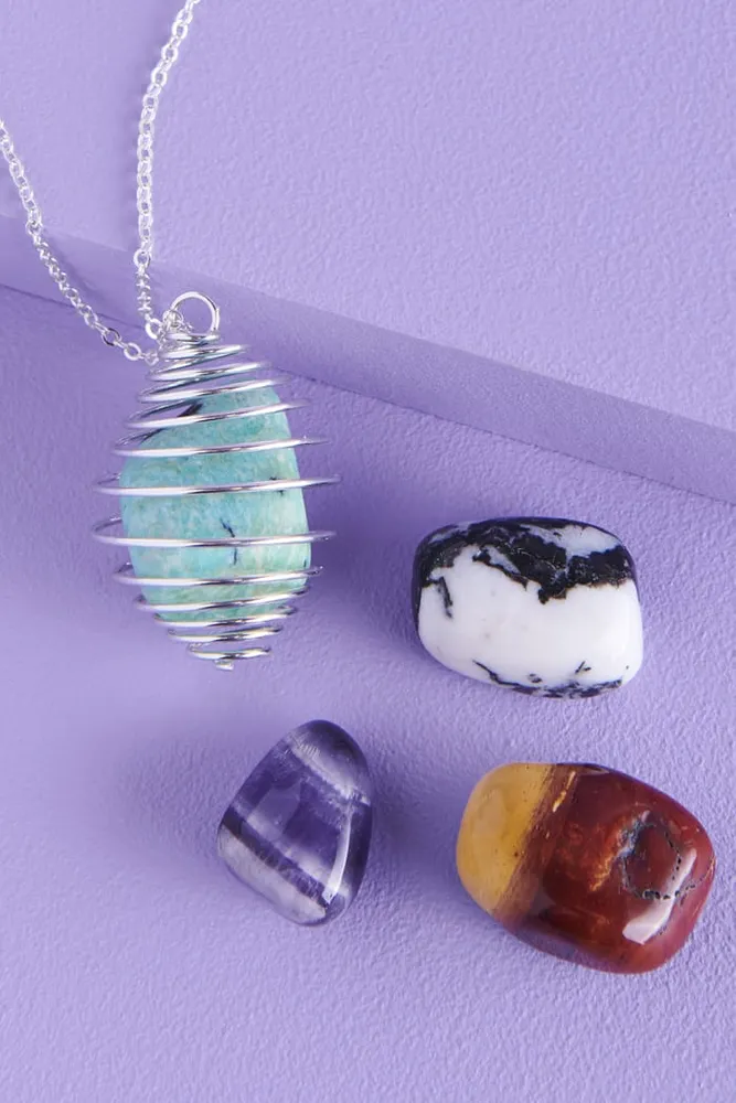 Tumbled Stone Cage Necklace