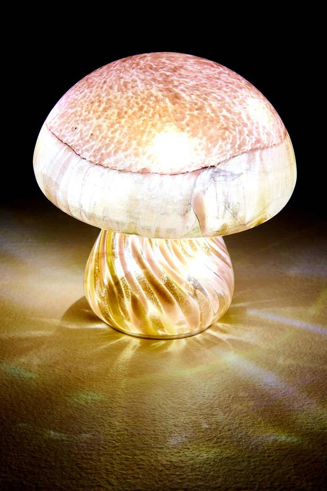 Small Iridescent Mushroom Lamp