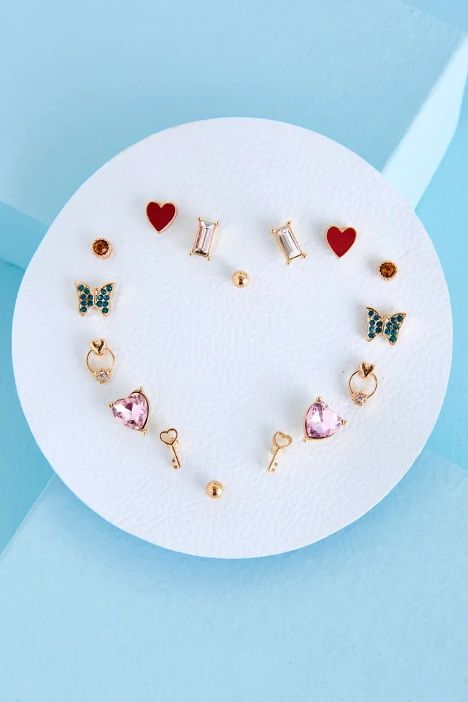 Heart Round Earring Set