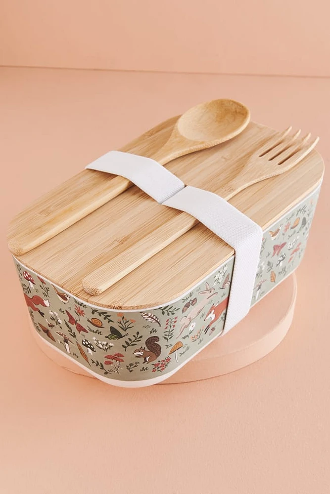 Buy EBX Woodland Creatures Bamboo Bento Box with Utensils Set
