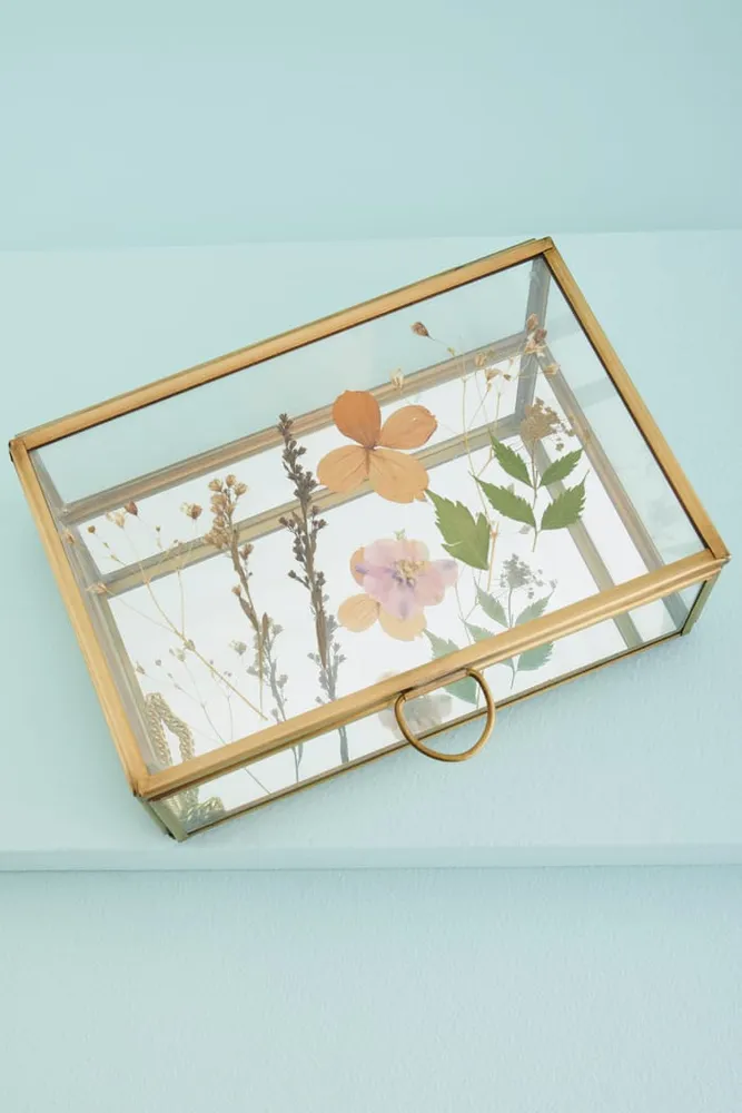 Medum Pressed Flower Glass Keepsake Box
