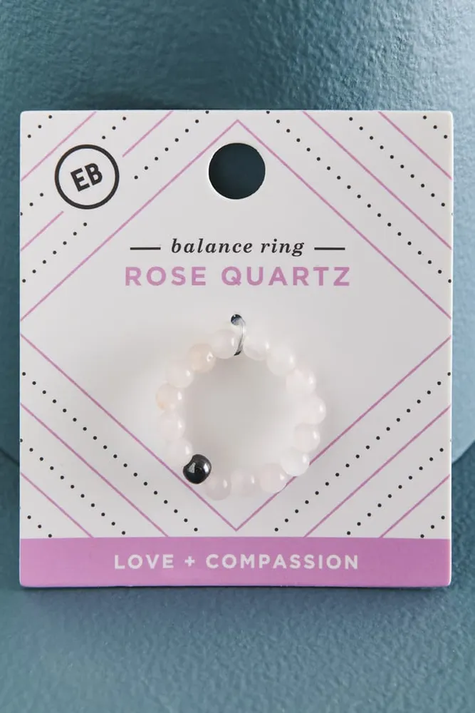 Rose Quartz and Hematite Balance Ring