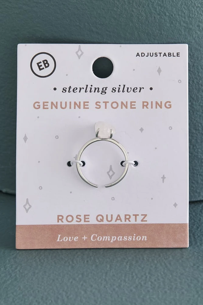 Rose Quartz Sterling Silver Stone Ring